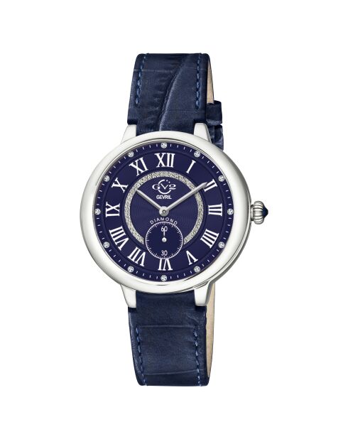 Montre GV2 Rome femme en cuir bleue