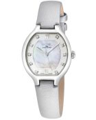 Montre Gevril femme Lugano en cuir argentée