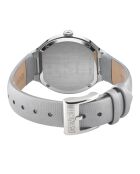 Montre Gevril femme Lugano en cuir argentée