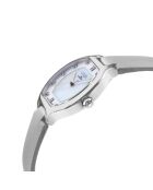 Montre Gevril femme Lugano en cuir argentée
