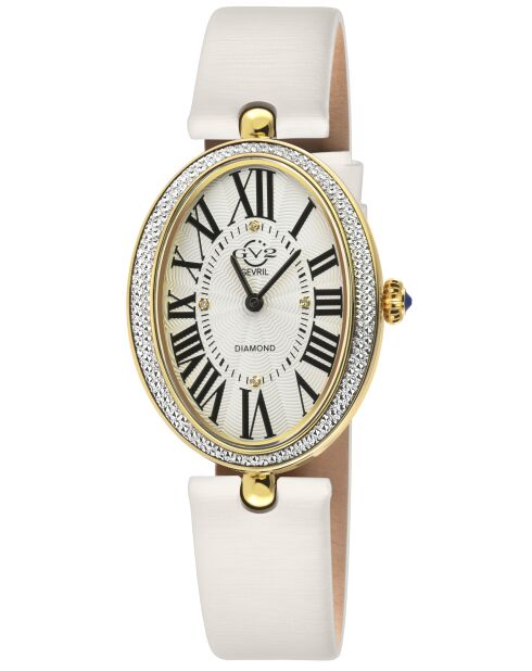Montre femme GV2 Piazza Navona en cuir de soie italien ivoire
