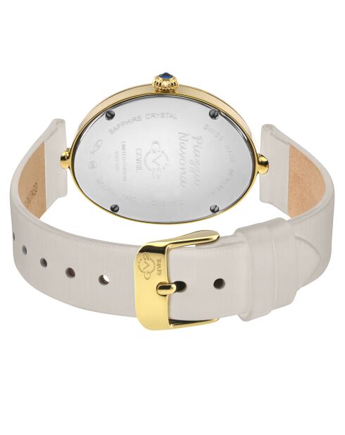 Montre femme GV2 Piazza Navona en cuir de soie italien ivoire