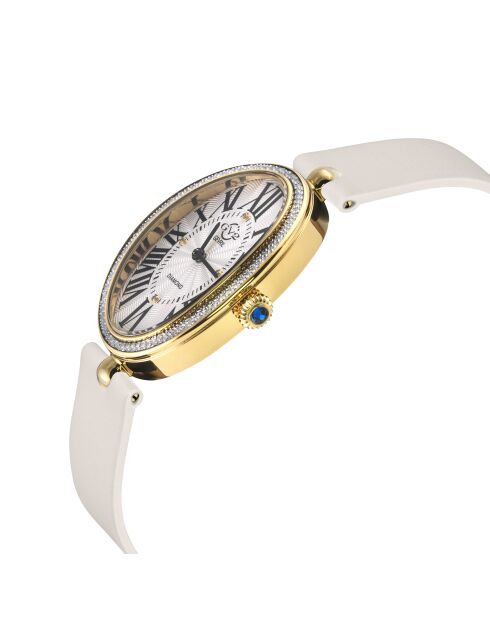 Montre femme GV2 Piazza Navona en cuir de soie italien ivoire