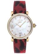 Montre GV2 Ravenna femme en cuir rouge à motifs noirs