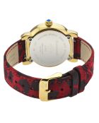 Montre GV2 Ravenna femme en cuir rouge à motifs noirs