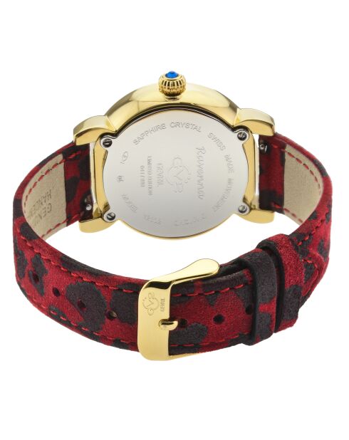 Montre GV2 Ravenna femme en cuir rouge à motifs noirs