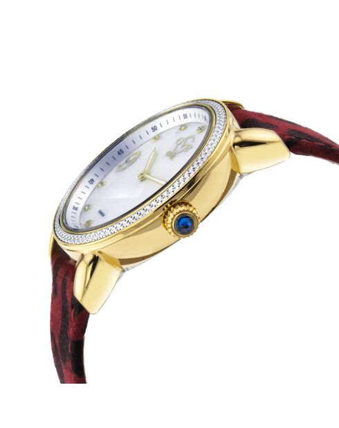 Montre GV2 Ravenna femme en cuir rouge à motifs noirs