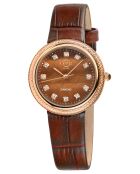Montre femme GV2 Arezzo en cuir marron