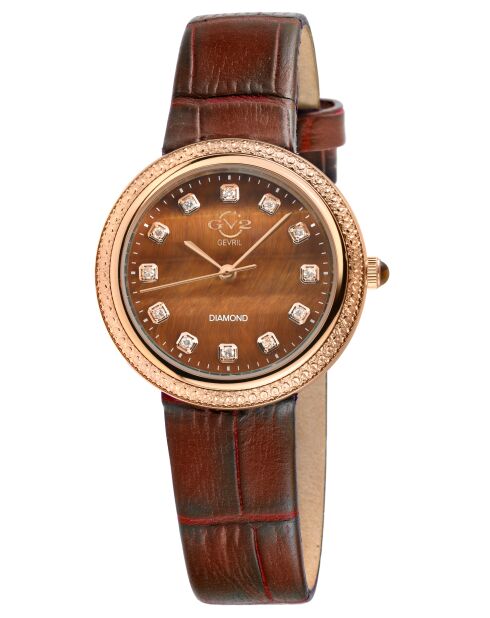 Montre femme GV2 Arezzo en cuir marron