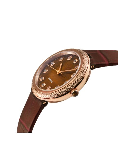 Montre femme GV2 Arezzo en cuir marron