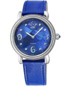 Montre Ravenna SS femme GV2 en cuir italien véritable bleu électrique