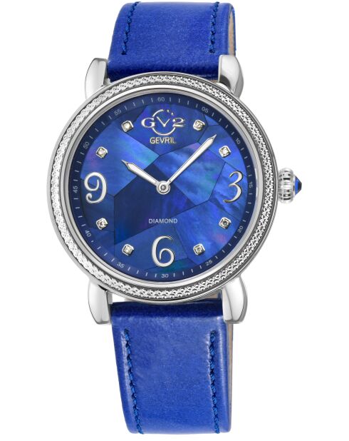 Montre Ravenna SS femme GV2 en cuir italien véritable bleu électrique