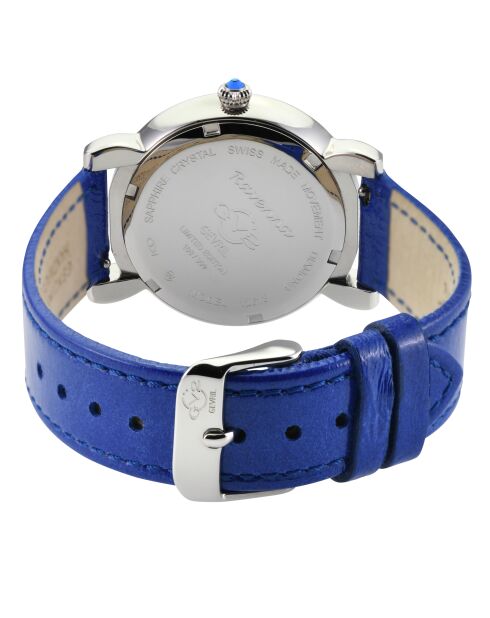 Montre Ravenna SS femme GV2 en cuir italien véritable bleu électrique