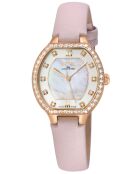 Montre Gevril femme Lugano en cuir rose poudré
