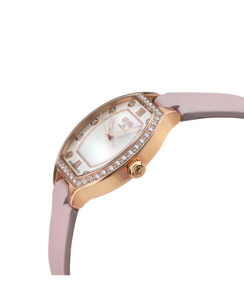 Montre Gevril femme Lugano en cuir rose poudré