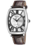 Montre automatique homme Gevril Oculus en cuir marron