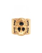 Bague réglable cabochon scarabé avec émail Trezor noire