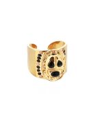 Bague réglable cabochon scarabé avec émail Trezor noire