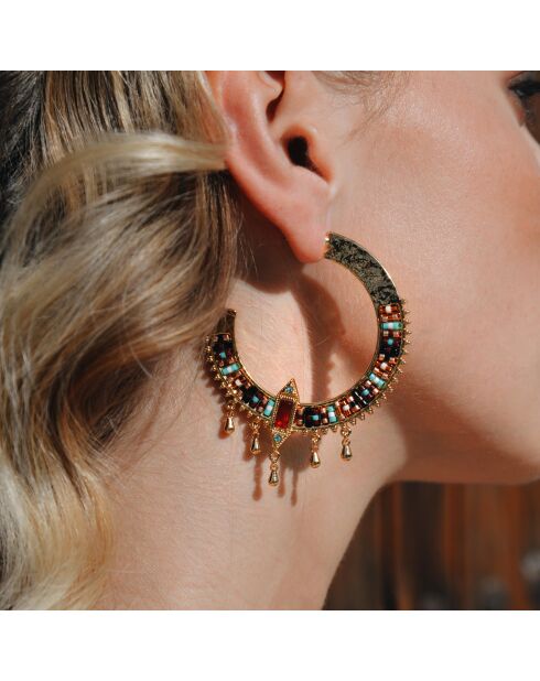 Boucles d'oreilles créoles avec perles Cenote turquoises