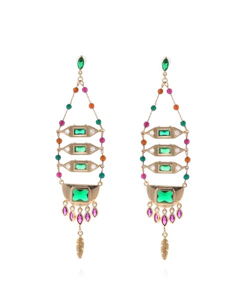 Boucles d'oreilles pendantes avec perles Soledad vertes