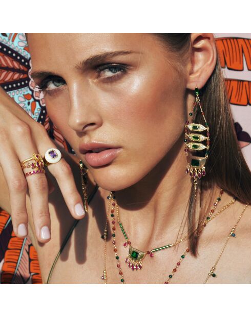 Boucles d'oreilles pendantes avec perles Soledad vertes