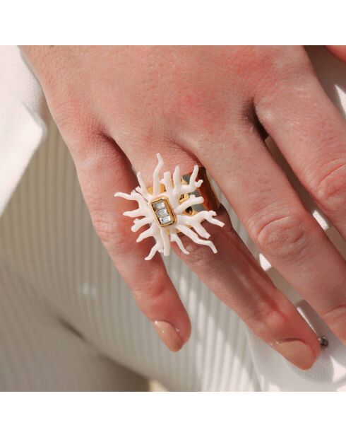 Bague avec cabochon central Talassa blanche