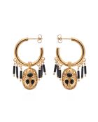 Boucles d'oreilles créoles avec pendentif scarabé et perles Valdo noires