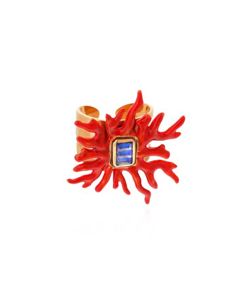 Bague avec cabochon central Talassa rouge