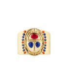 Bague réglable cabochon scarabé avec émail Trezor dorée