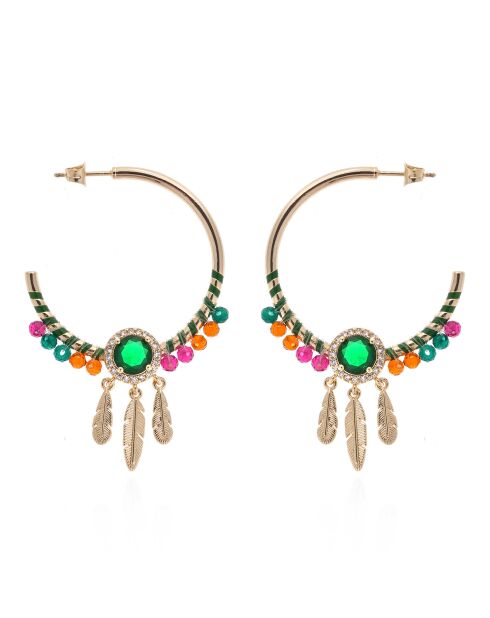 Boucles d'oreilles créoles avec pampilles Lidiane vertes