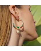 Boucles d'oreilles créoles avec pampilles Lidiane vertes
