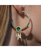 Boucles d'oreilles créoles avec pampilles Lidiane vertes