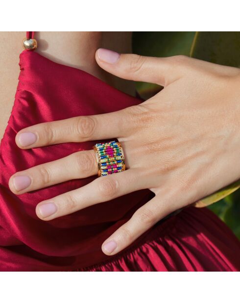 Bague réglable avec perles tissées Verano multicolore