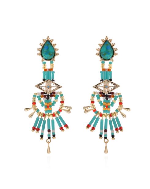 Boucles d'oreilles pendantes de perles Halba turquoises