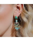 Boucles d'oreilles pendantes de perles Halba turquoises