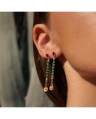 Boucles d'oreilles pendantes émail et perles Vasile vertes