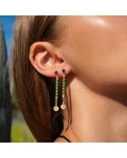 Boucles d'oreilles pendantes émail et perles Vasile vertes