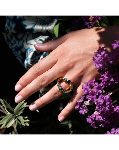 Bague Bemol verte/dorée