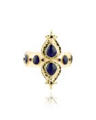 Bague réglable cabochon émail Vadja bleue