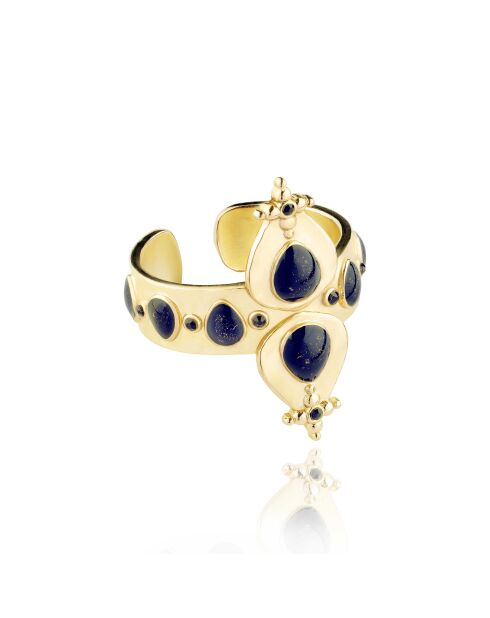 Bague réglable cabochon émail Vadja bleue
