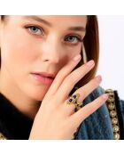 Bague réglable cabochon émail Vadja bleue