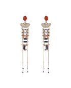 Boucles d'oreilles pendantes avec perles et chaînes Kaja bleues
