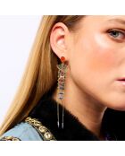 Boucles d'oreilles pendantes avec perles et chaînes Kaja bleues