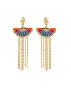 Boucles d'oreilles avec cabochon et chaînes pour oreilles percées Sancho multicolores
