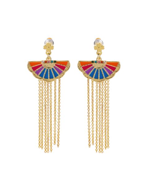 Boucles d'oreilles avec cabochon et chaînes pour oreilles percées Sancho multicolores