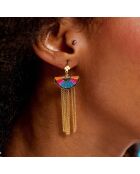 Boucles d'oreilles avec cabochon et chaînes pour oreilles percées Sancho multicolores