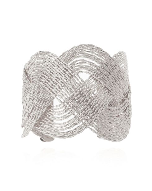 Bracelet jonc réglable torsadé Katerina argenté