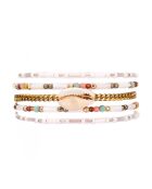 Bracelet manchette perles Nusa blanc