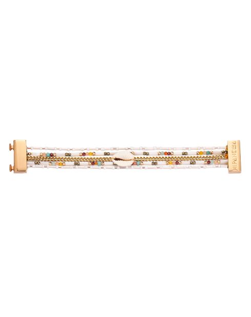 Bracelet manchette perles Nusa blanc