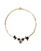 Collier chaîne avec pampilles et cabochon central Maravillas noir